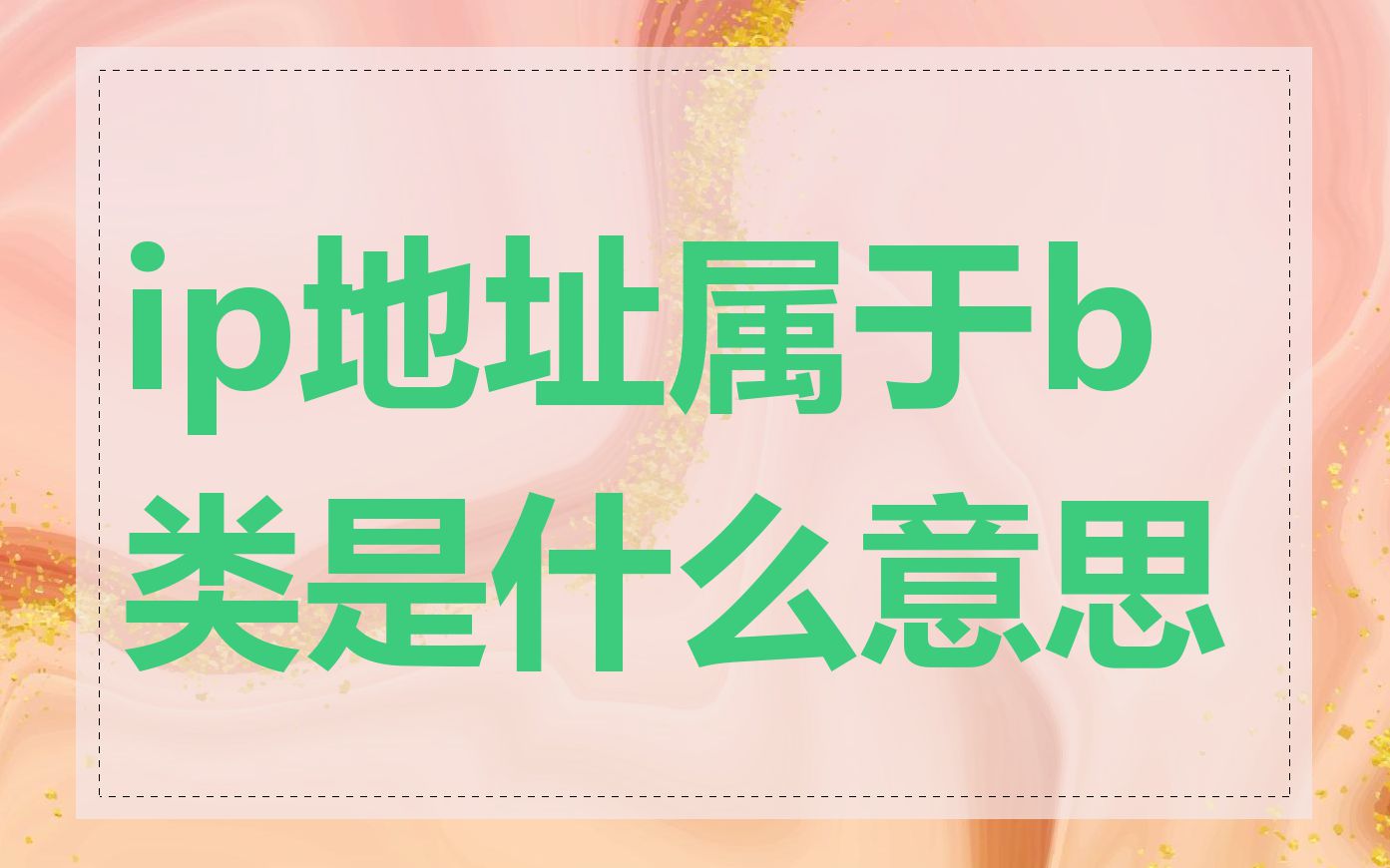 ip地址属于b类是什么意思