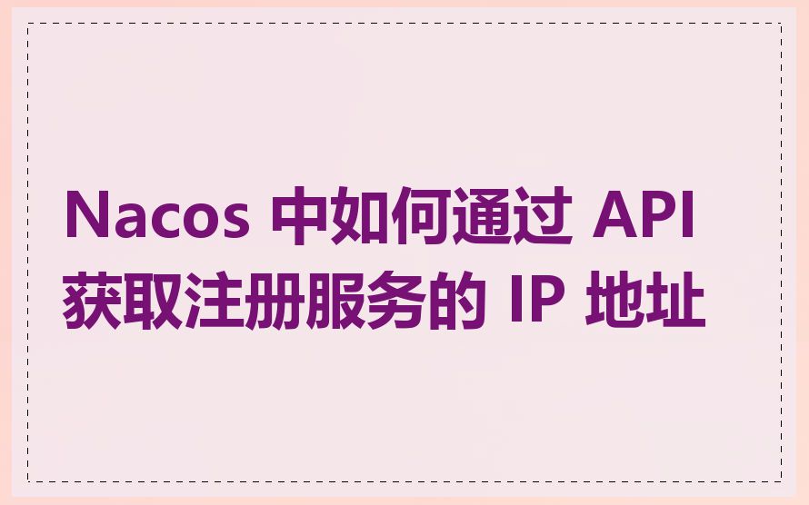Nacos 中如何通过 API 获取注册服务的 IP 地址
