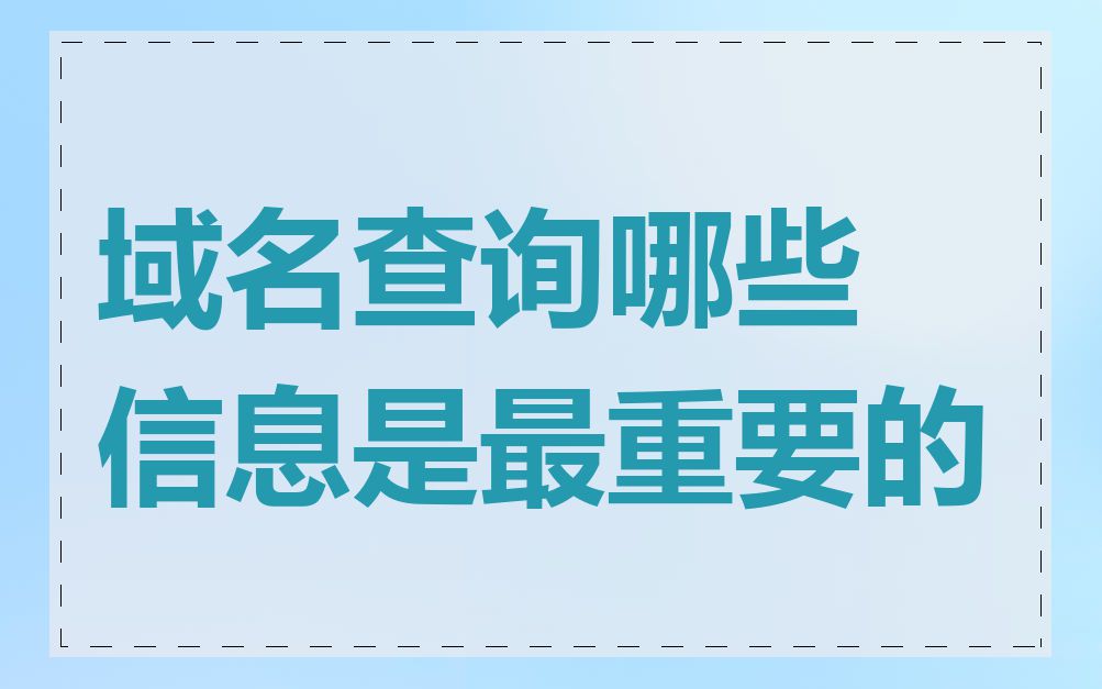 域名查询哪些信息是最重要的
