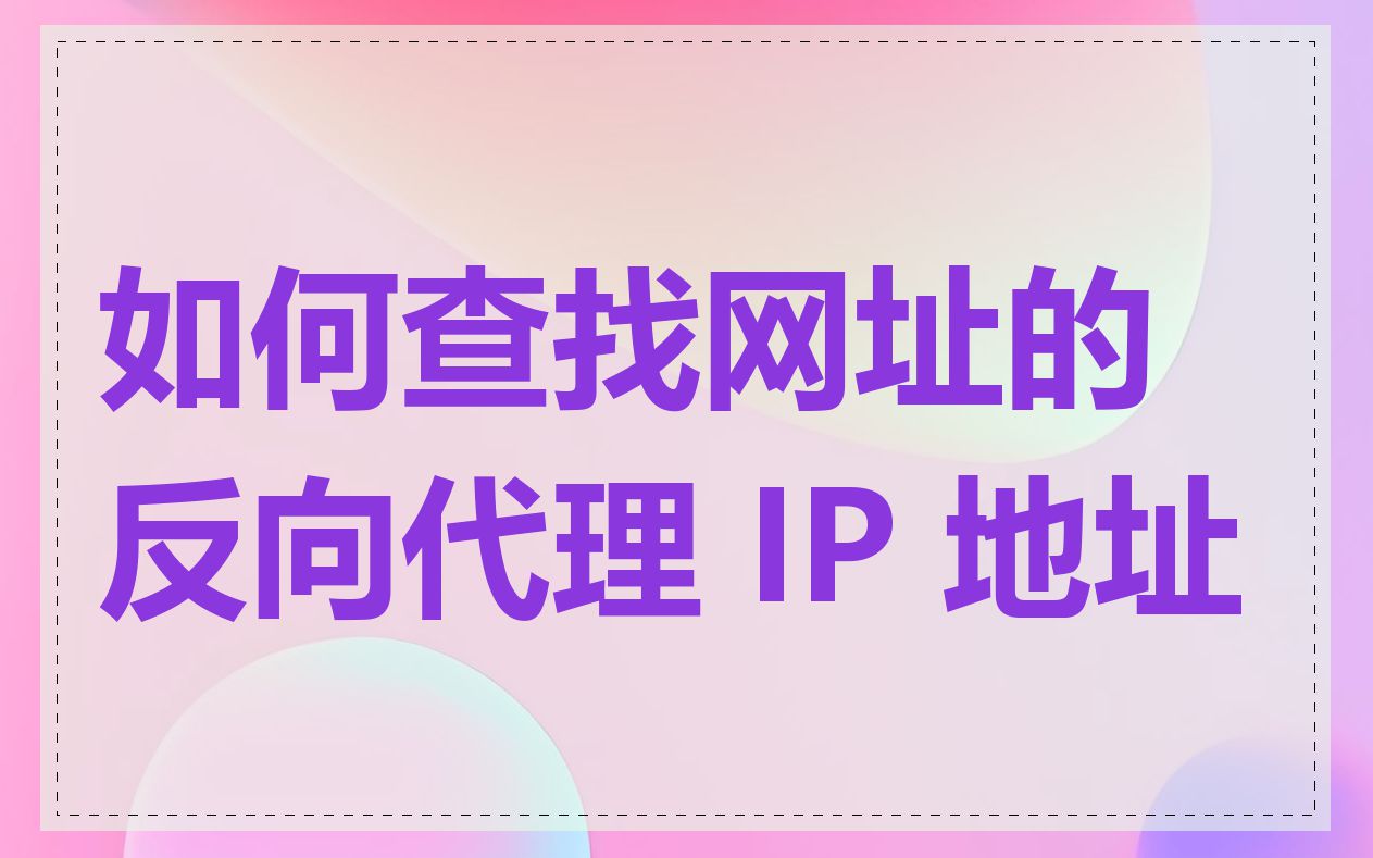 如何查找网址的反向代理 IP 地址