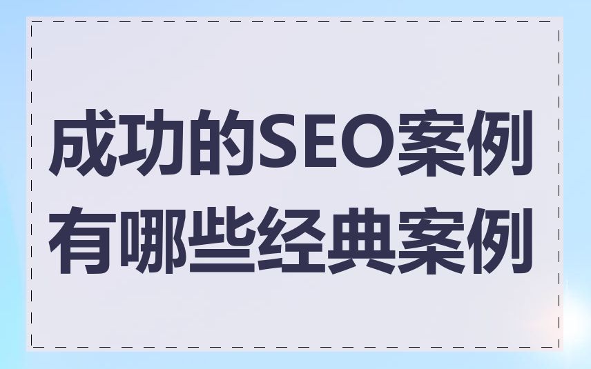 成功的SEO案例有哪些经典案例