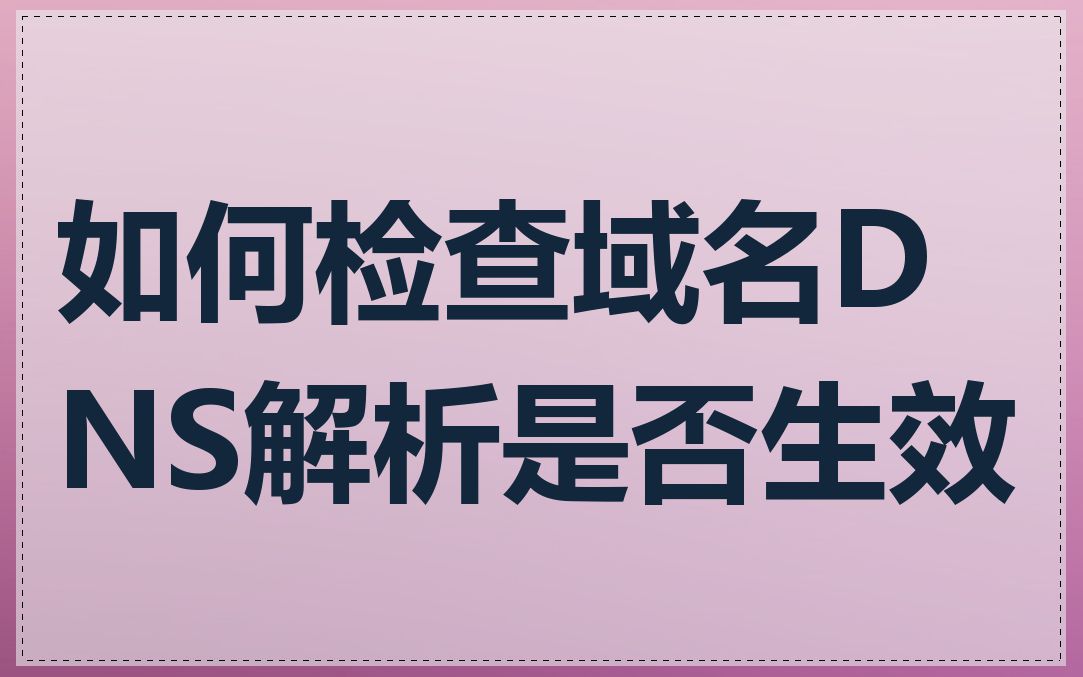 如何检查域名DNS解析是否生效