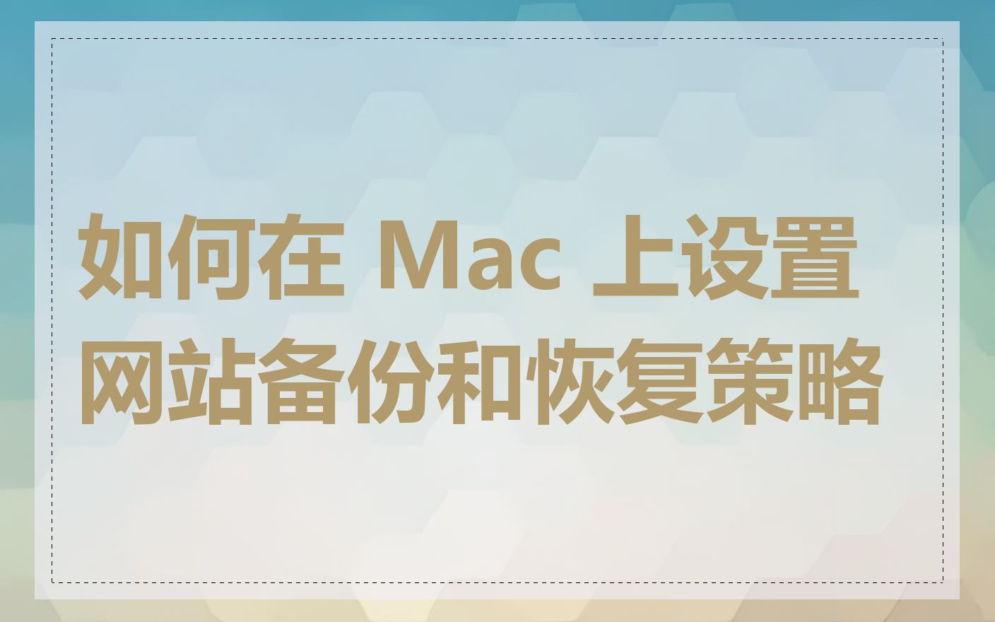 如何在 Mac 上设置网站备份和恢复策略