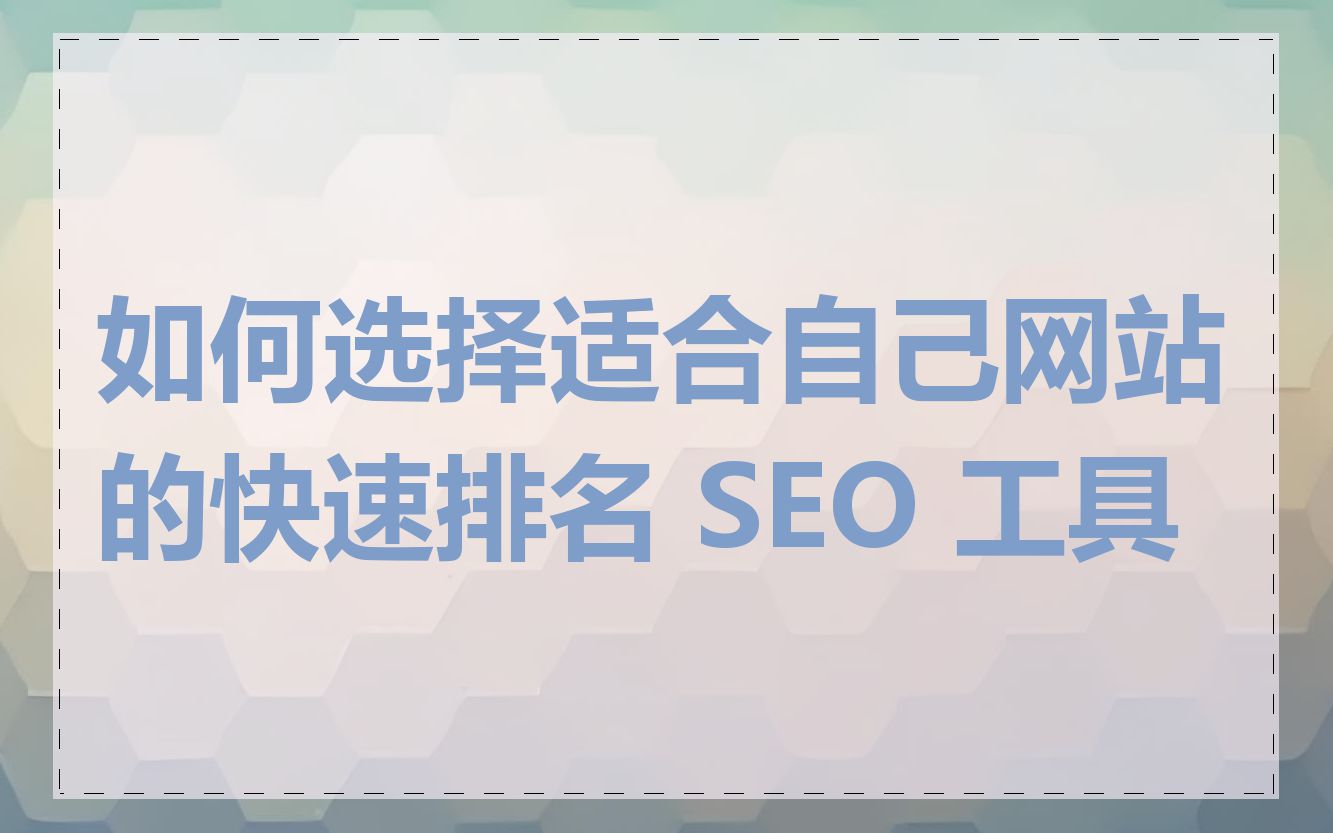 如何选择适合自己网站的快速排名 SEO 工具