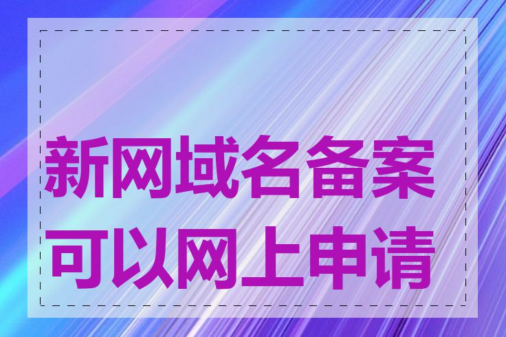 新网域名备案可以网上申请吗