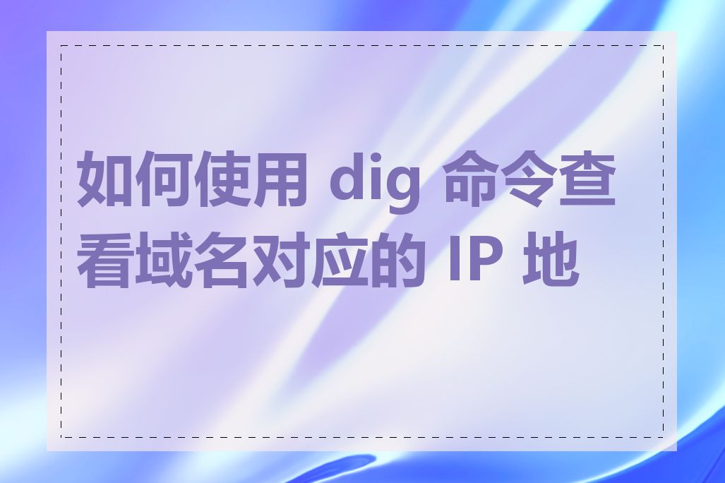如何使用 dig 命令查看域名对应的 IP 地址