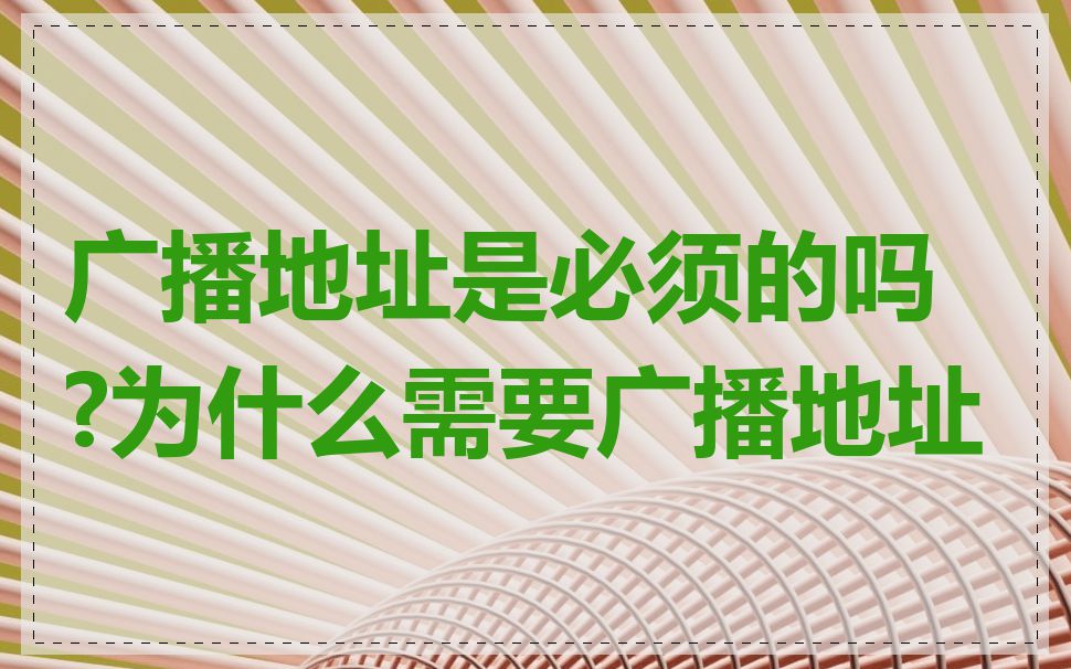广播地址是必须的吗?为什么需要广播地址
