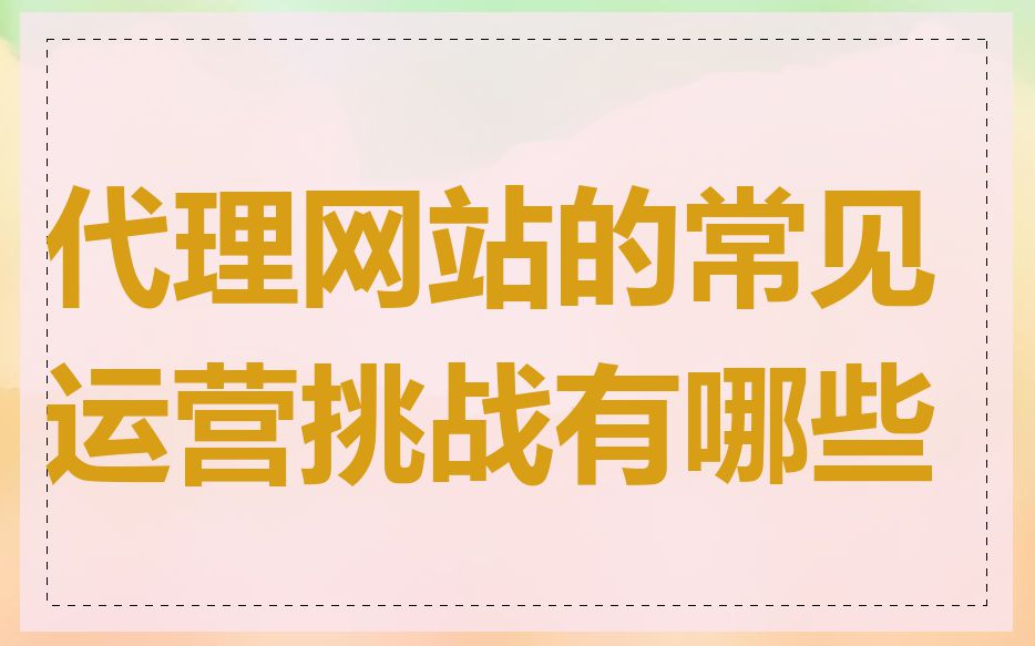 代理网站的常见运营挑战有哪些