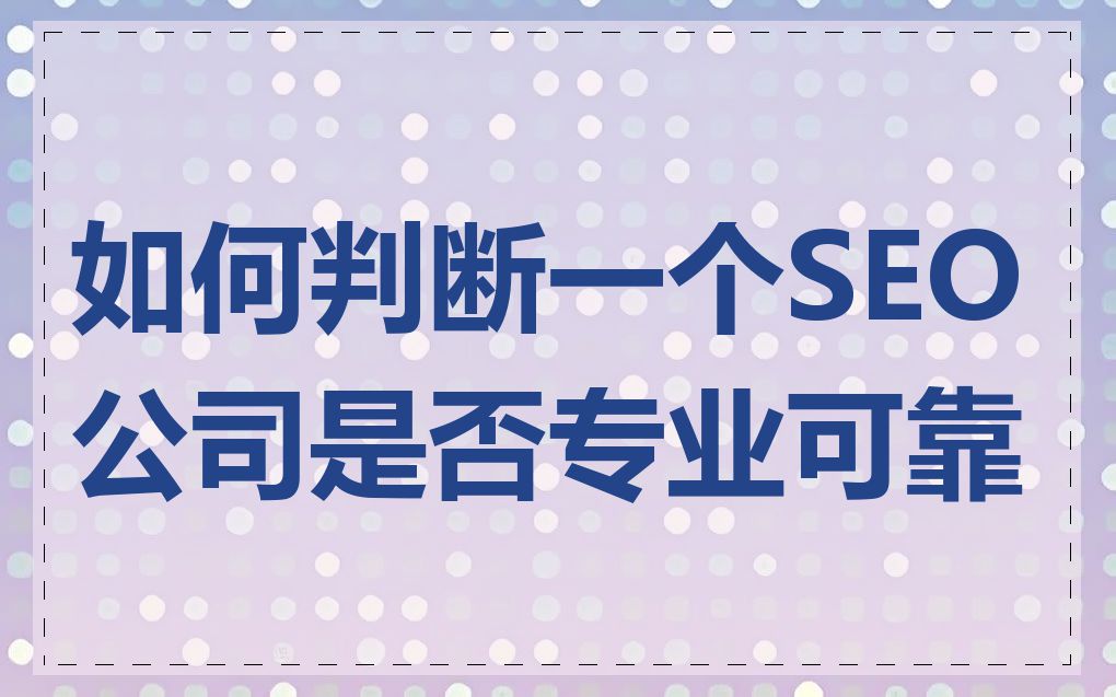 如何判断一个SEO公司是否专业可靠