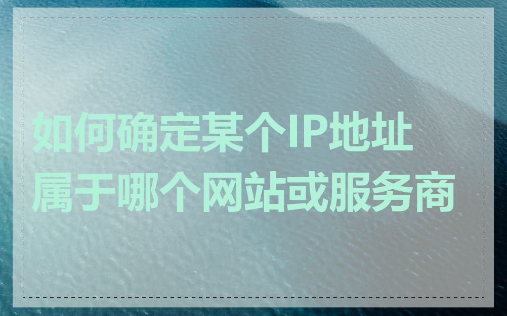 如何确定某个IP地址属于哪个网站或服务商