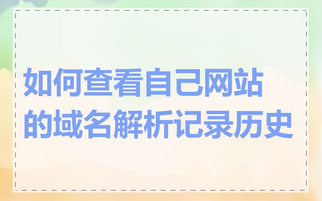 如何查看自己网站的域名解析记录历史