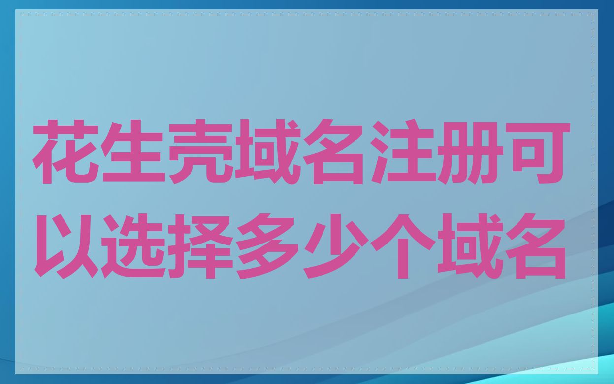 花生壳域名注册可以选择多少个域名