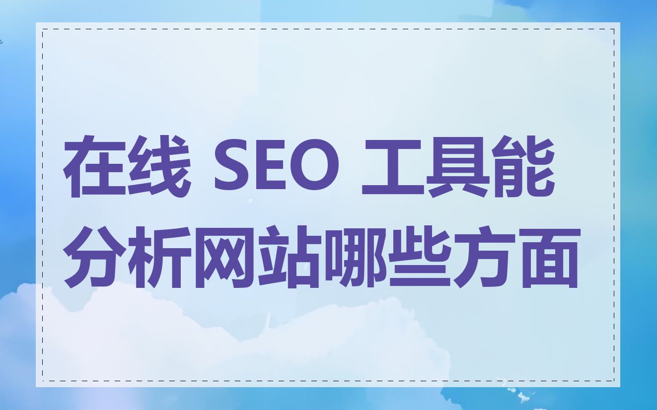 在线 SEO 工具能分析网站哪些方面