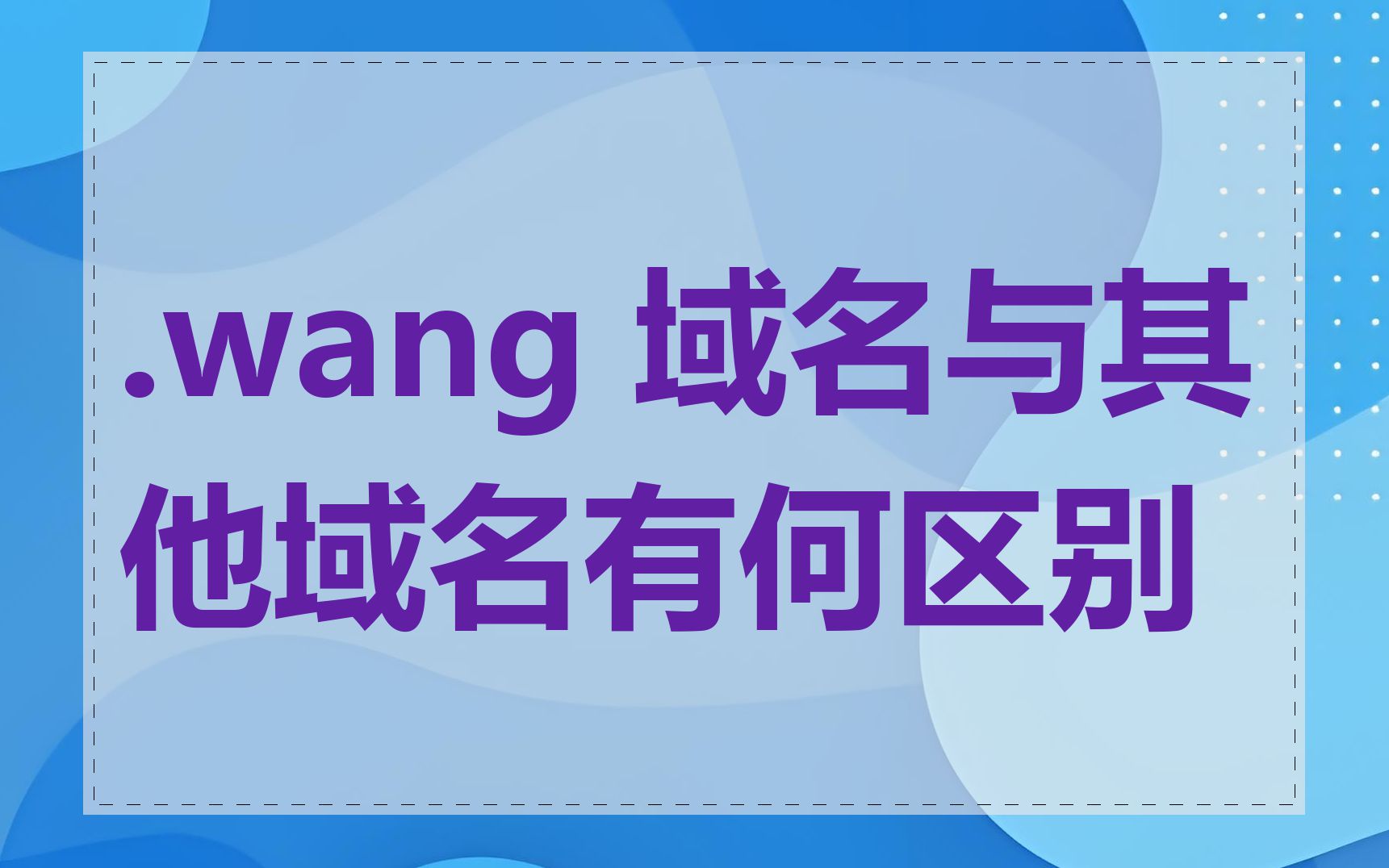 .wang 域名与其他域名有何区别