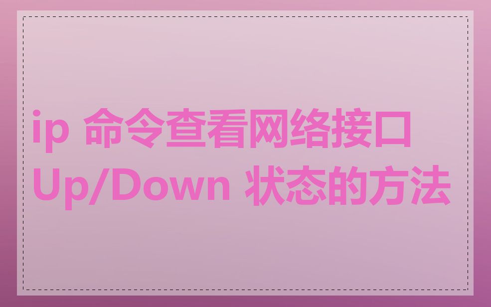 ip 命令查看网络接口 Up/Down 状态的方法