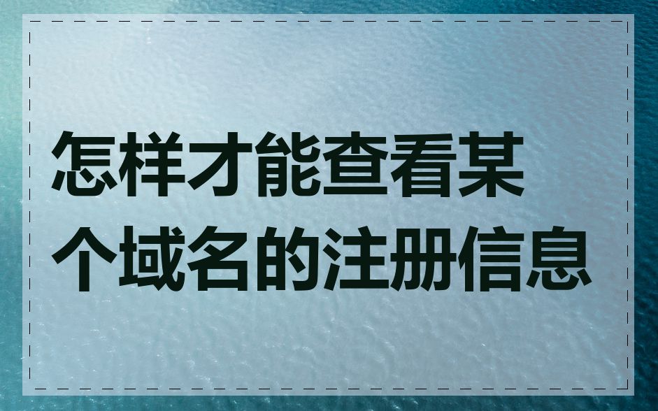 怎样才能查看某个域名的注册信息