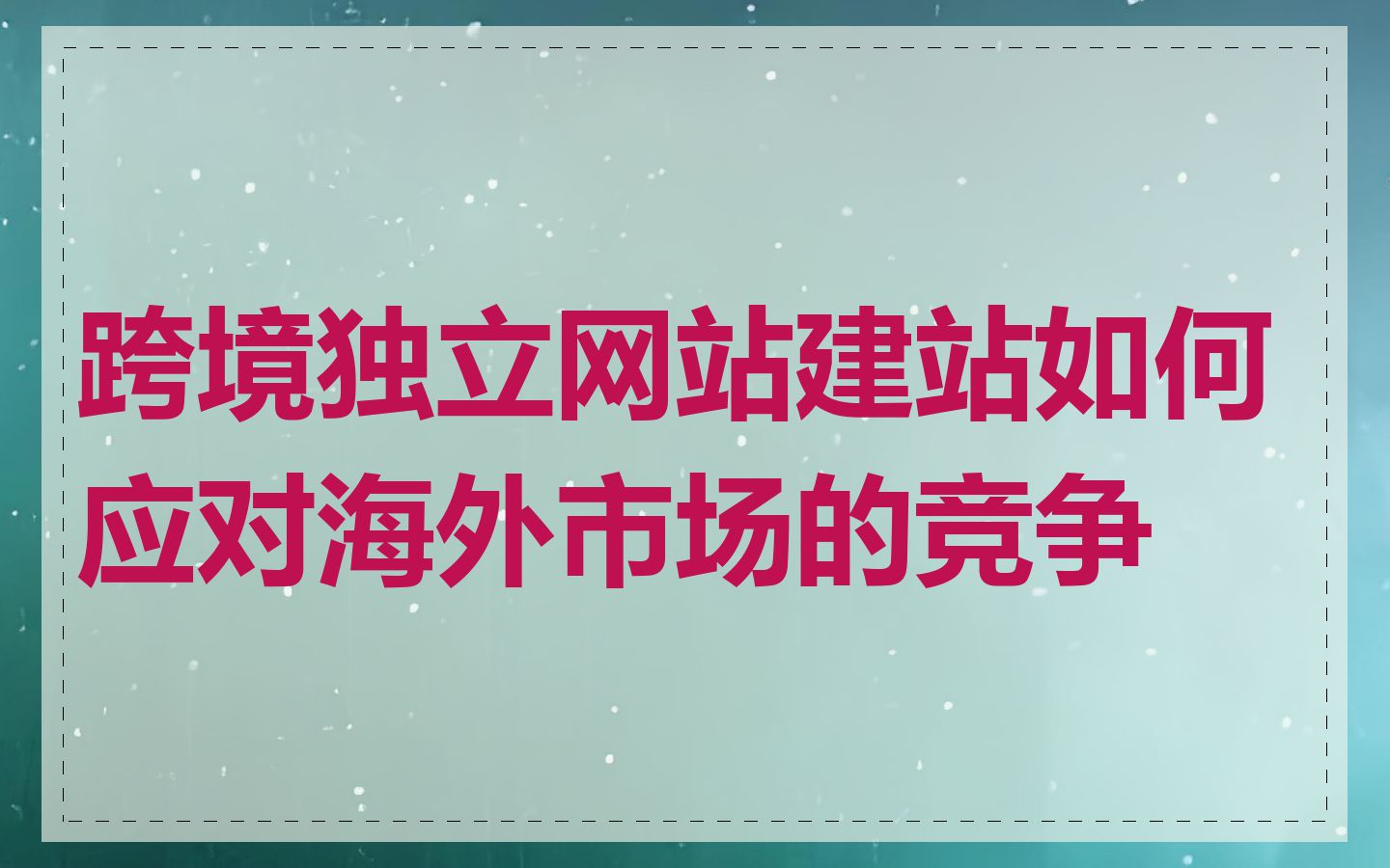 跨境独立网站建站如何应对海外市场的竞争