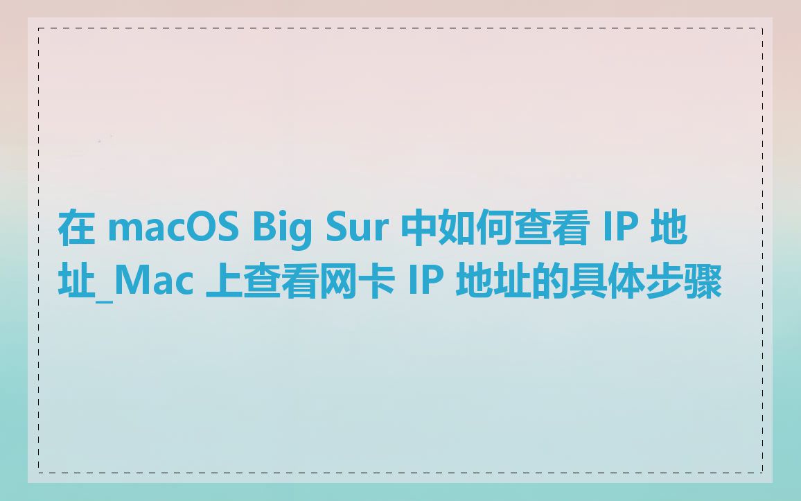 在 macOS Big Sur 中如何查看 IP 地址_Mac 上查看网卡 IP 地址的具体步骤