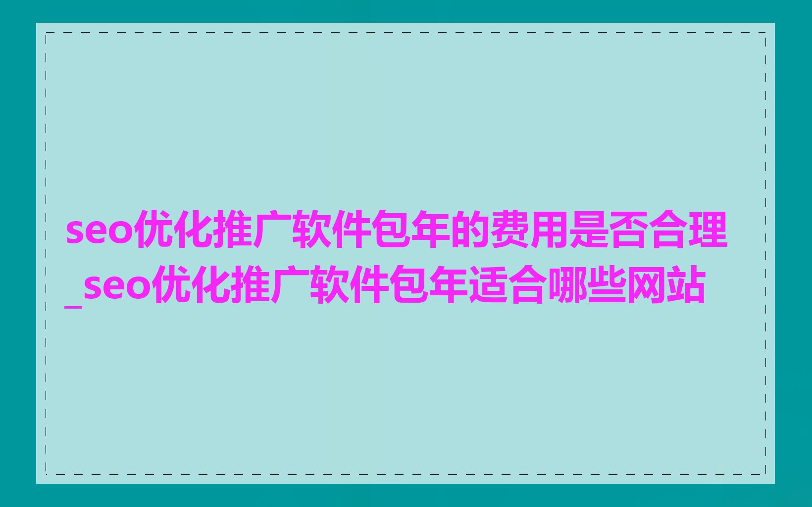 seo优化推广软件包年的费用是否合理_seo优化推广软件包年适合哪些网站
