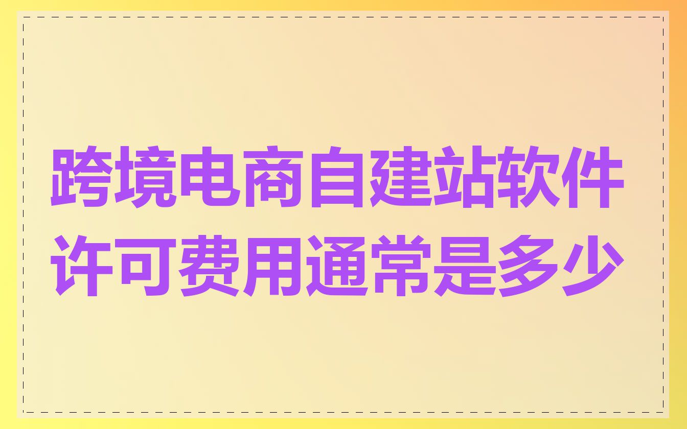 跨境电商自建站软件许可费用通常是多少