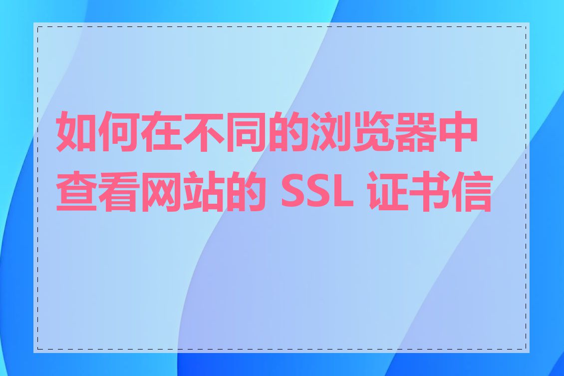 如何在不同的浏览器中查看网站的 SSL 证书信息