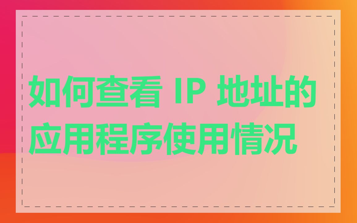 如何查看 IP 地址的应用程序使用情况