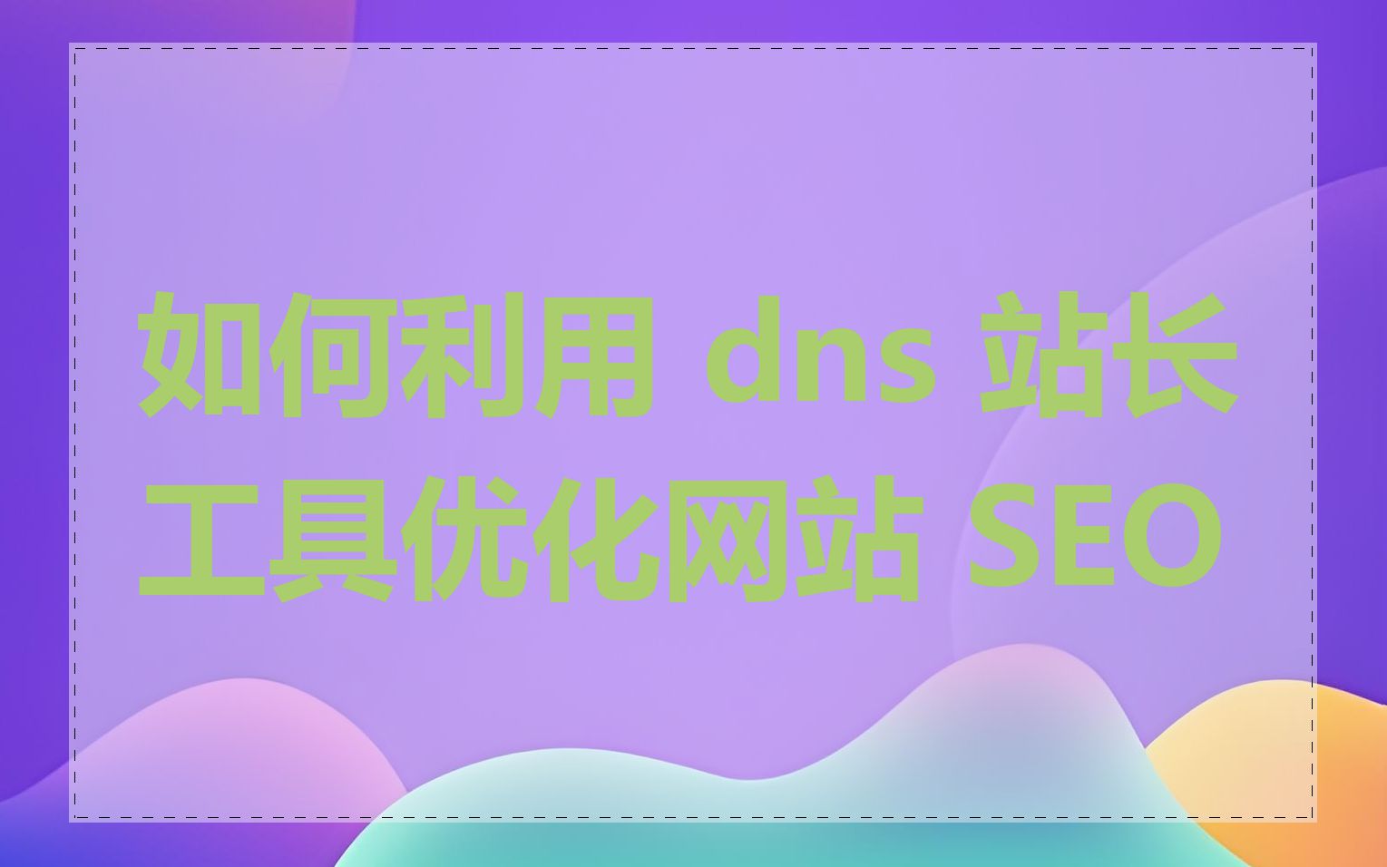 如何利用 dns 站长工具优化网站 SEO