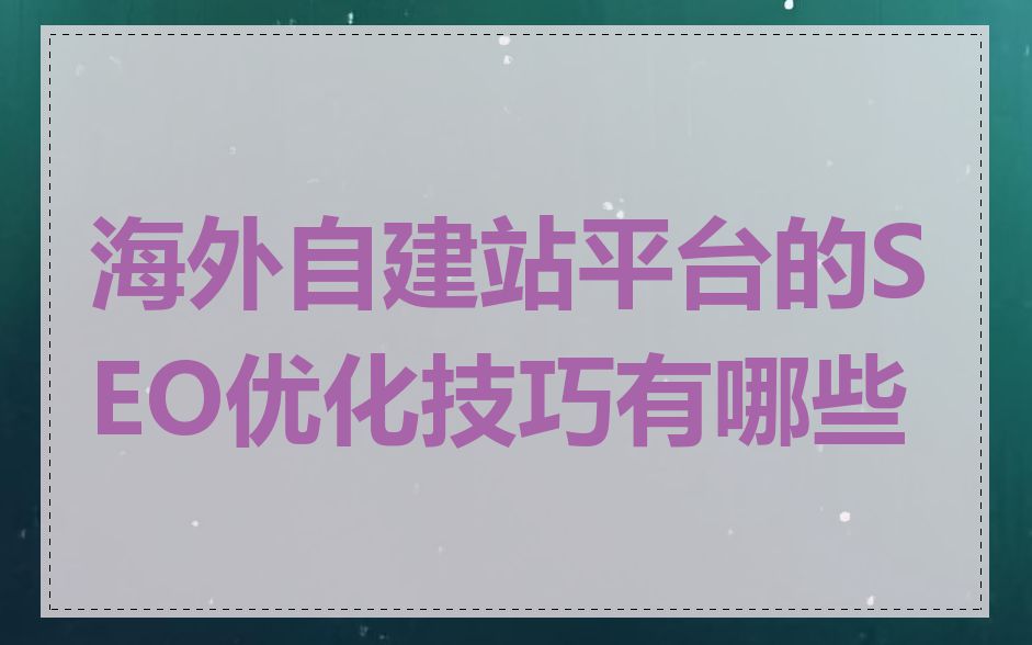 海外自建站平台的SEO优化技巧有哪些