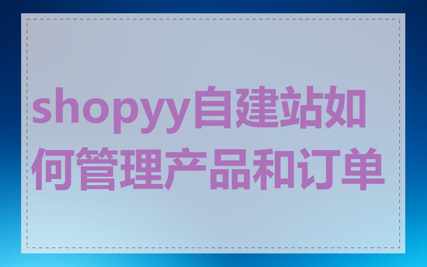 shopyy自建站如何管理产品和订单