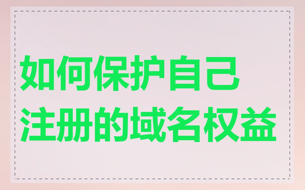 如何保护自己注册的域名权益