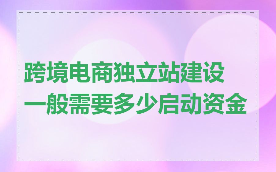 跨境电商独立站建设一般需要多少启动资金