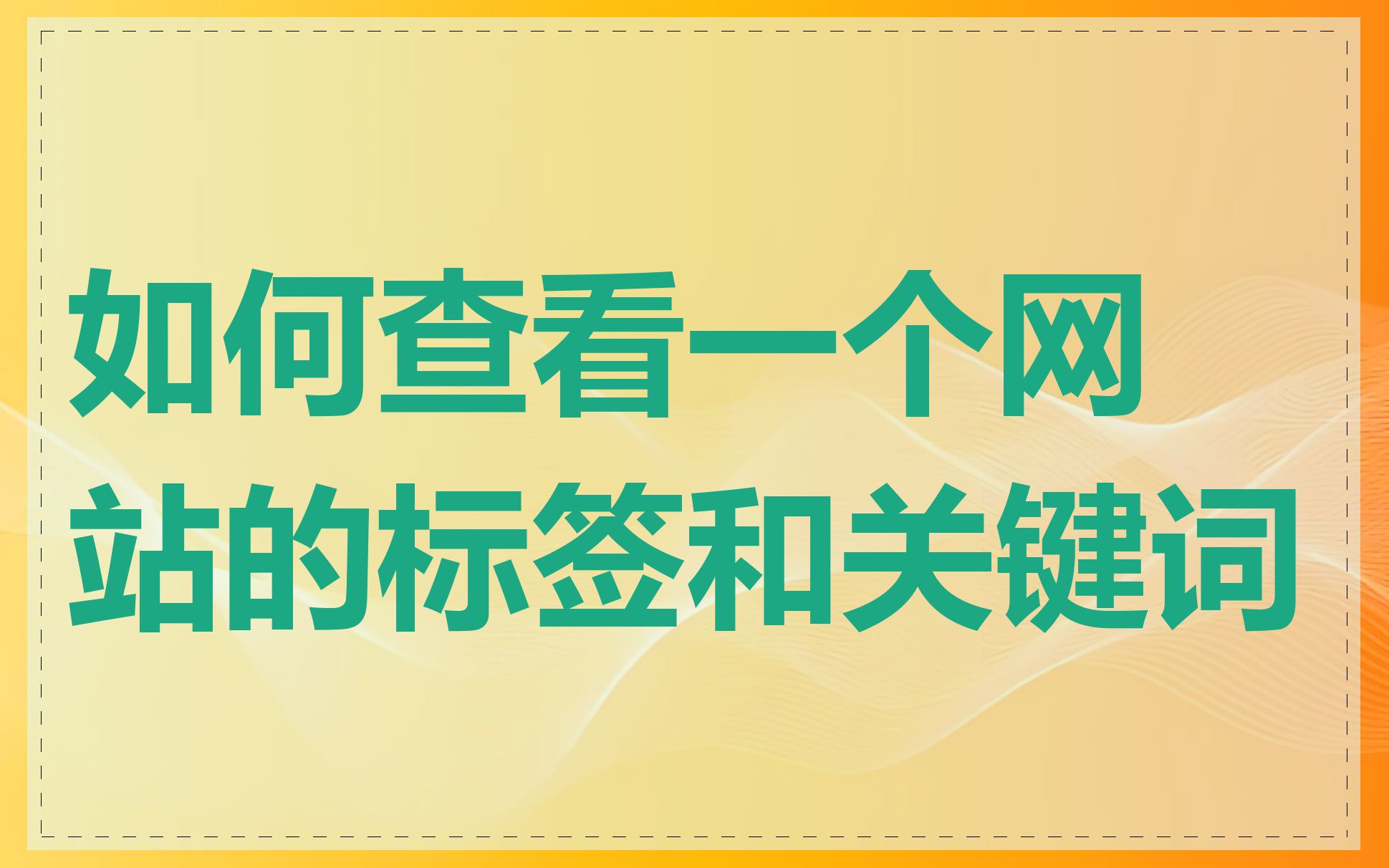 如何查看一个网站的标签和关键词
