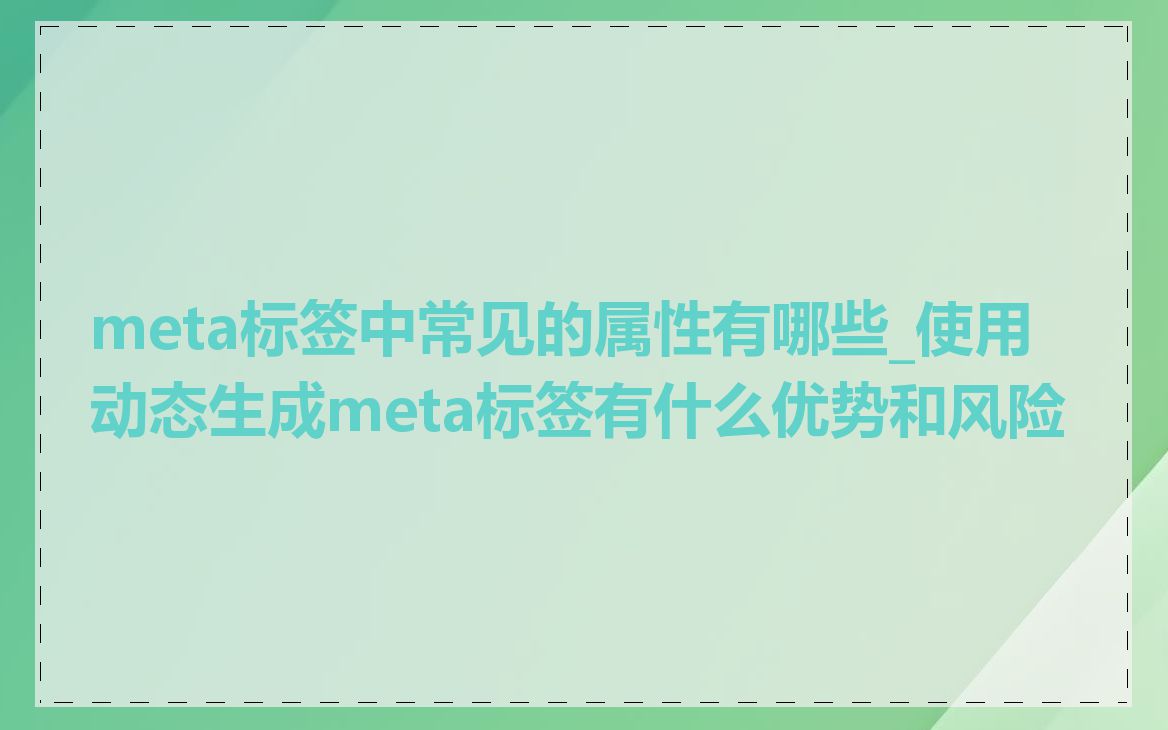 meta标签中常见的属性有哪些_使用动态生成meta标签有什么优势和风险