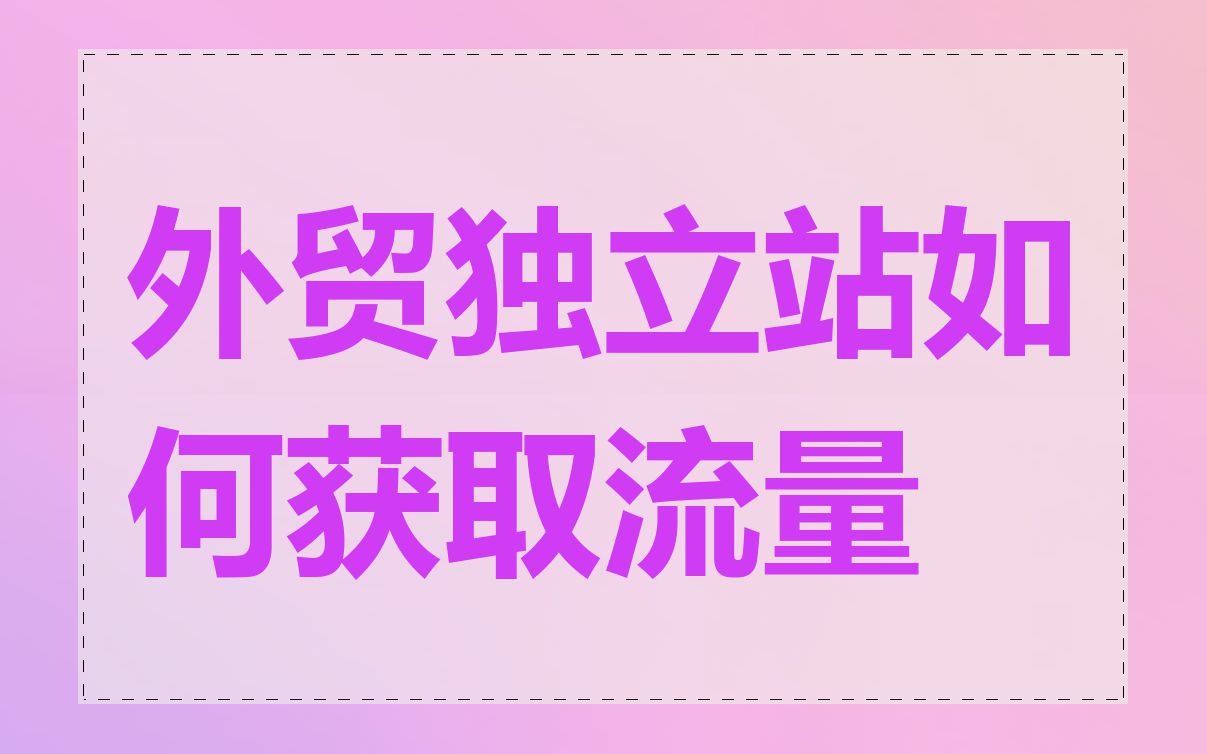 外贸独立站如何获取流量