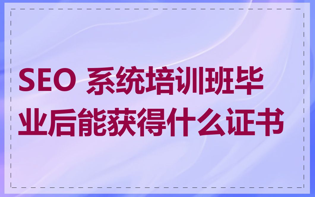 SEO 系统培训班毕业后能获得什么证书