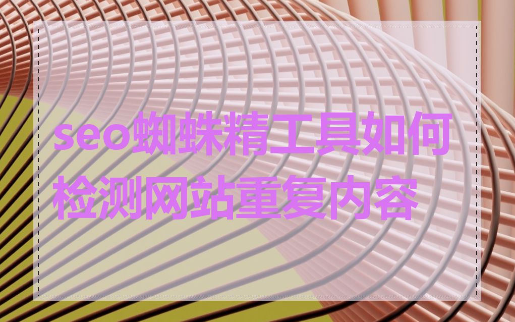 seo蜘蛛精工具如何检测网站重复内容