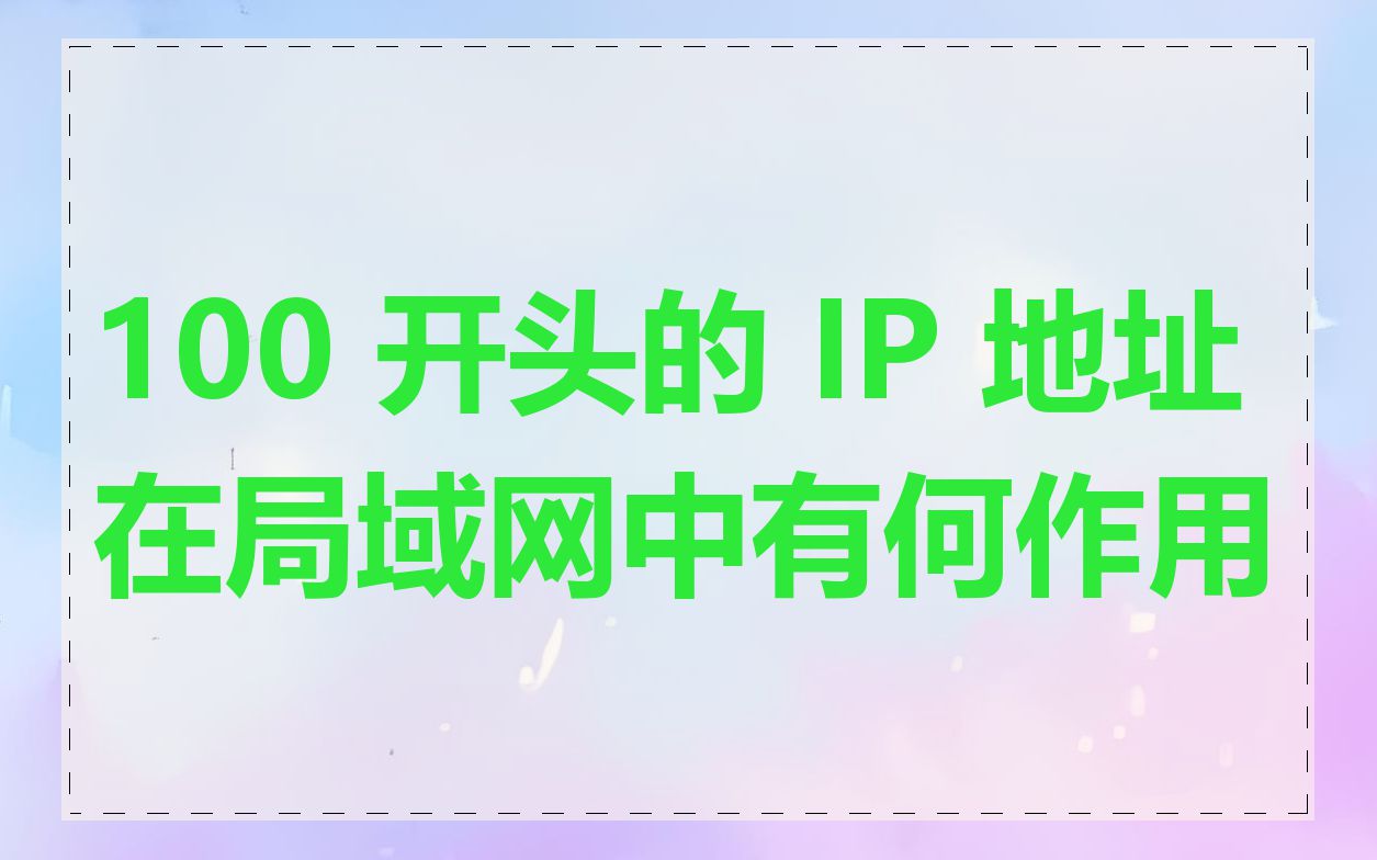 100 开头的 IP 地址在局域网中有何作用