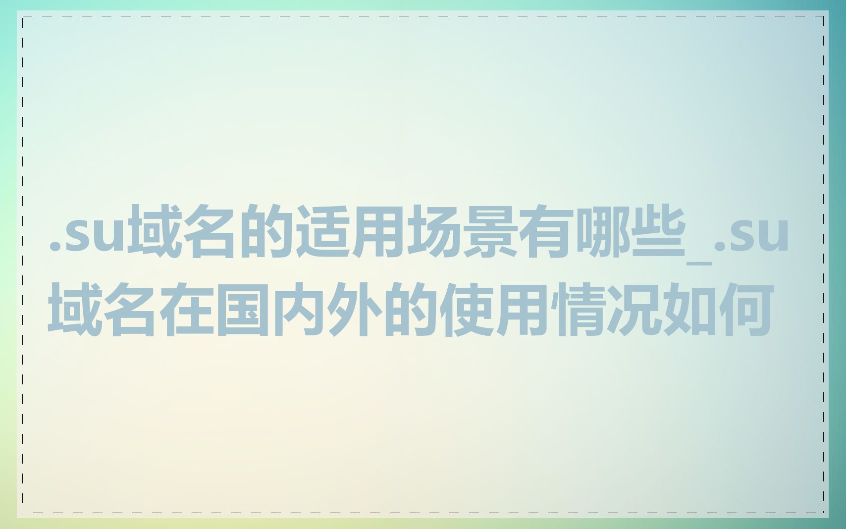 .su域名的适用场景有哪些_.su域名在国内外的使用情况如何
