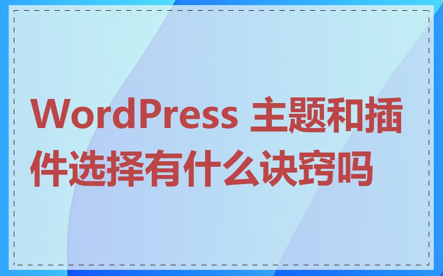 WordPress 主题和插件选择有什么诀窍吗