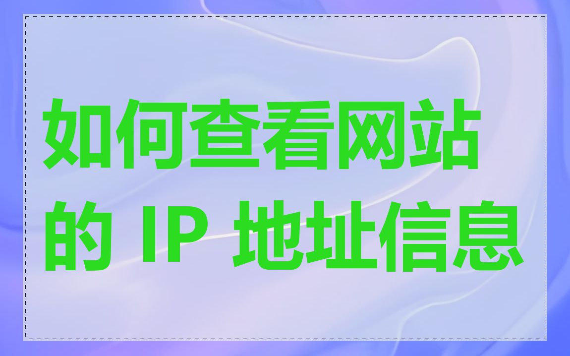 如何查看网站的 IP 地址信息