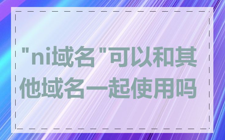 "ni域名"可以和其他域名一起使用吗