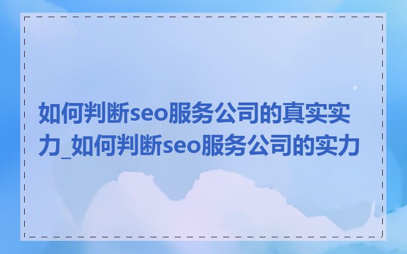 如何判断seo服务公司的真实实力_如何判断seo服务公司的实力