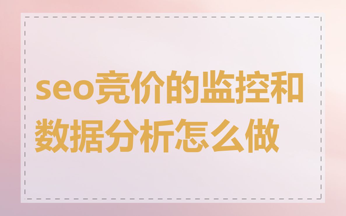 seo竞价的监控和数据分析怎么做