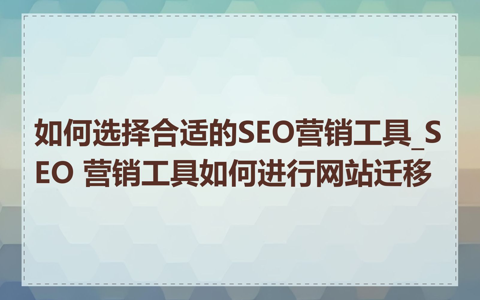 SEO新手如何选择合适的SEO工具