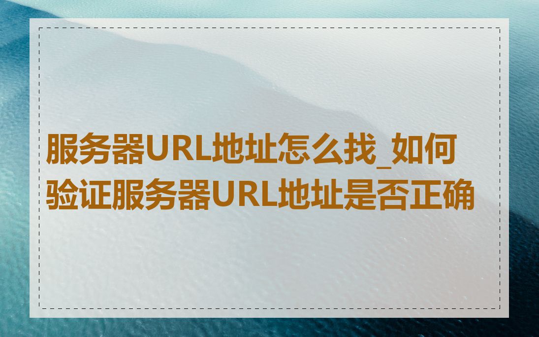 服务器URL地址怎么找_如何验证服务器URL地址是否正确