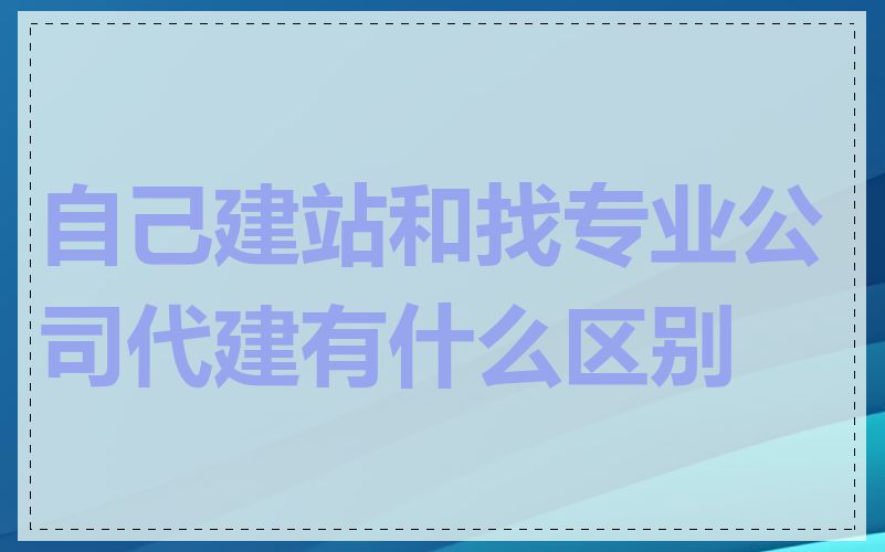 自己建站和找专业公司代建有什么区别