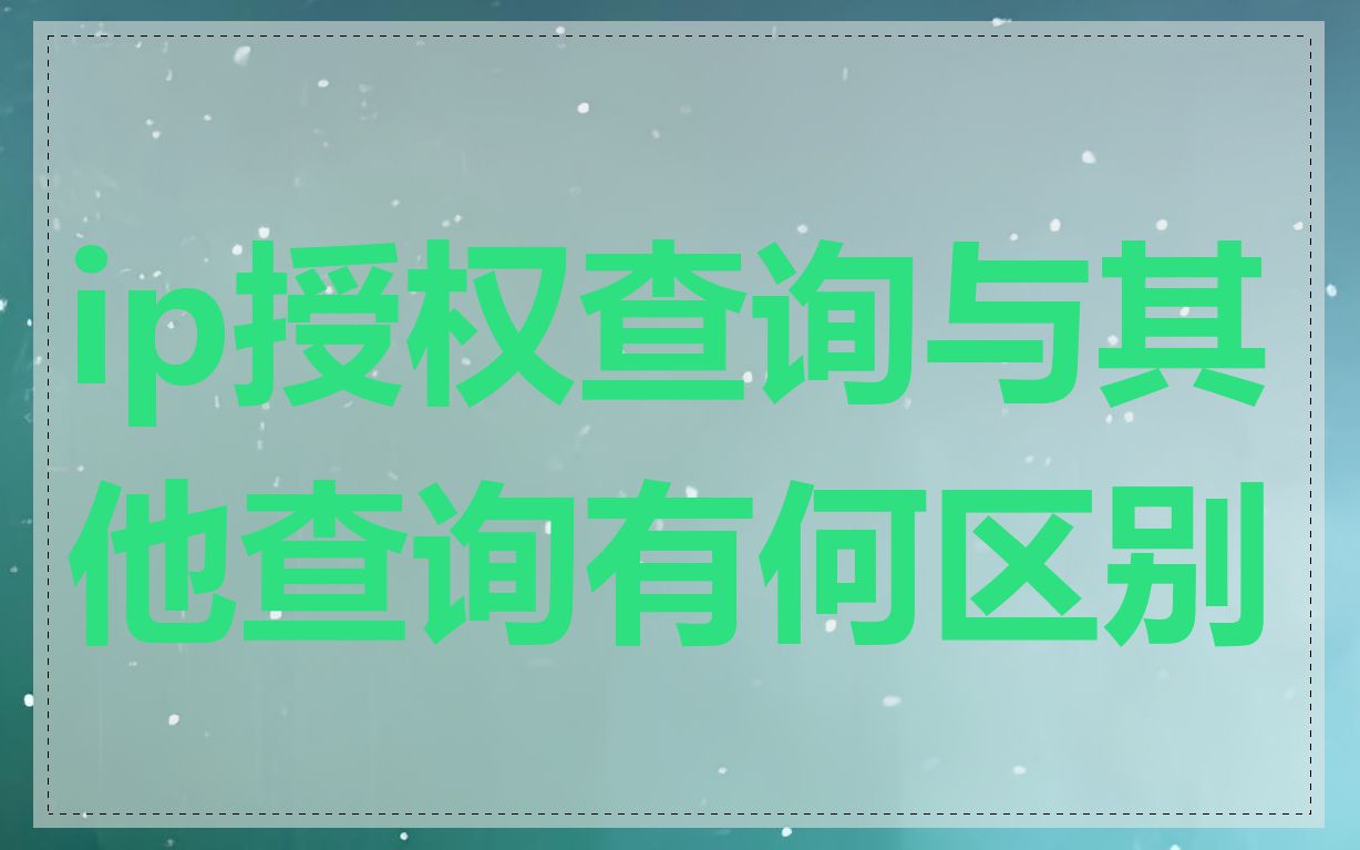 ip授权查询与其他查询有何区别