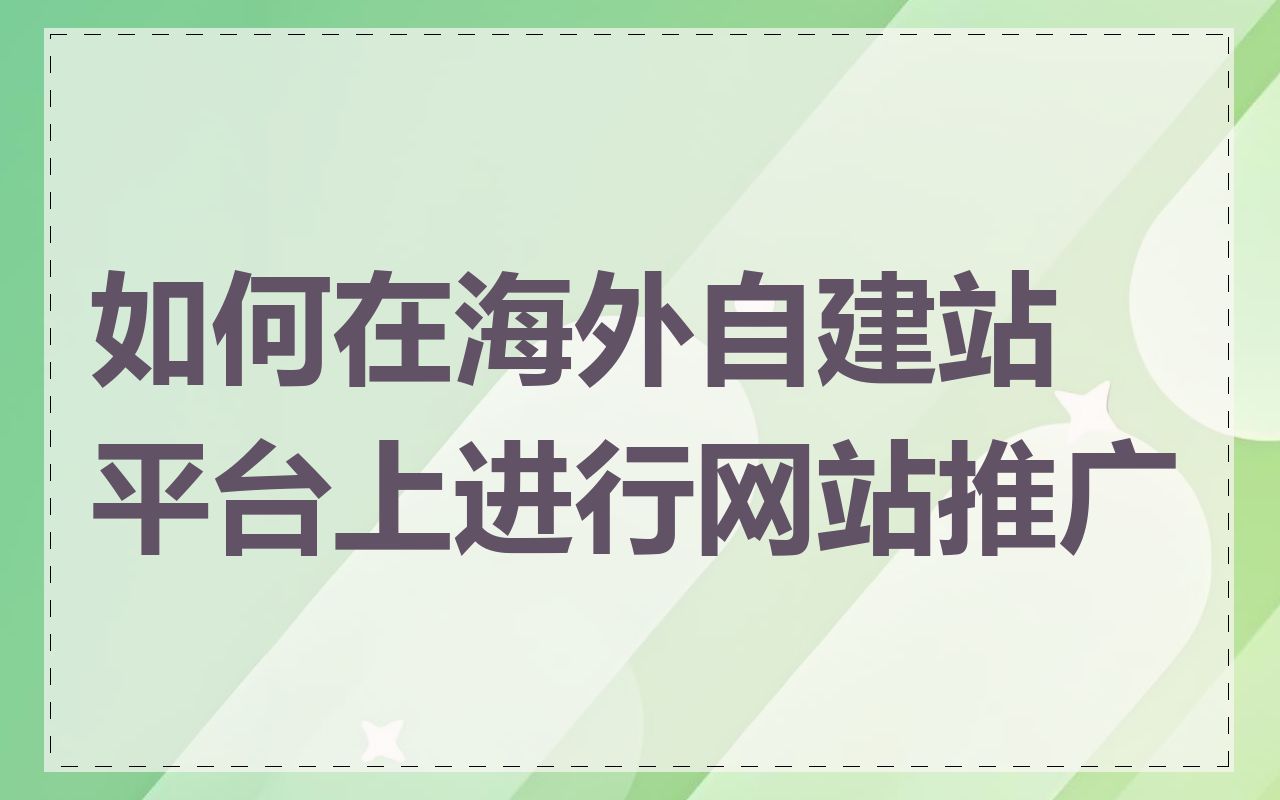 如何在海外自建站平台上进行网站推广