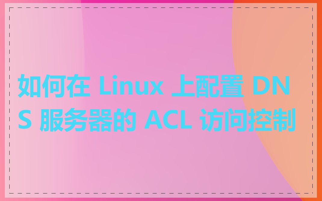 如何在 Linux 上配置 DNS 服务器的 ACL 访问控制