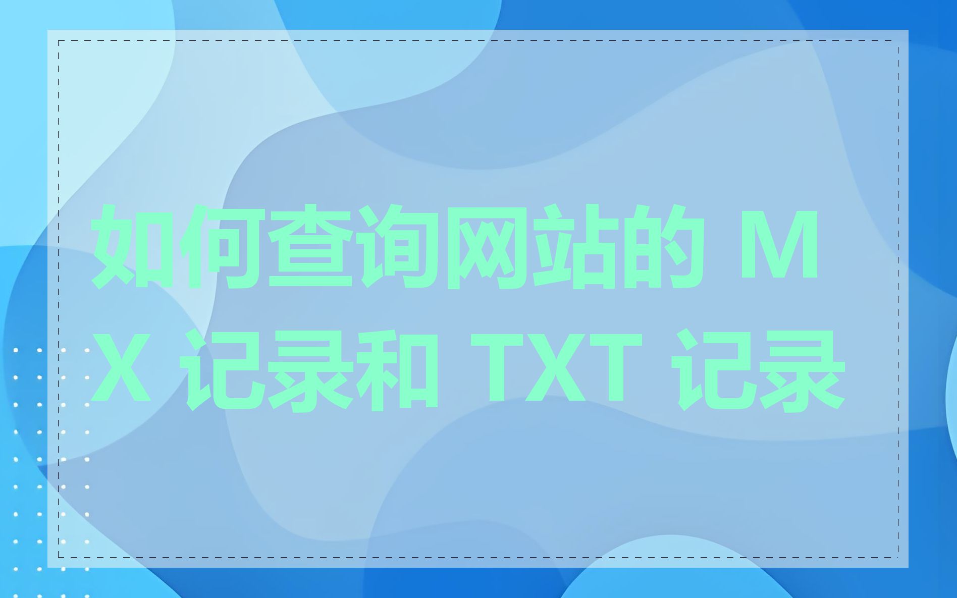 如何查询网站的 MX 记录和 TXT 记录